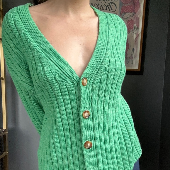Mint green oversized knit sweater - Picture 3 of 5